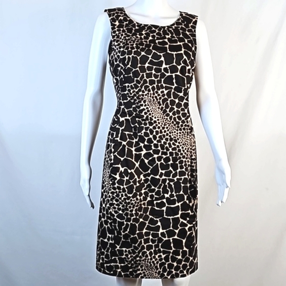 Rachel Roy Signature Cotton Stretch Brown & Tan Giraffe Print Sheath Dress - Picture 1 of 16